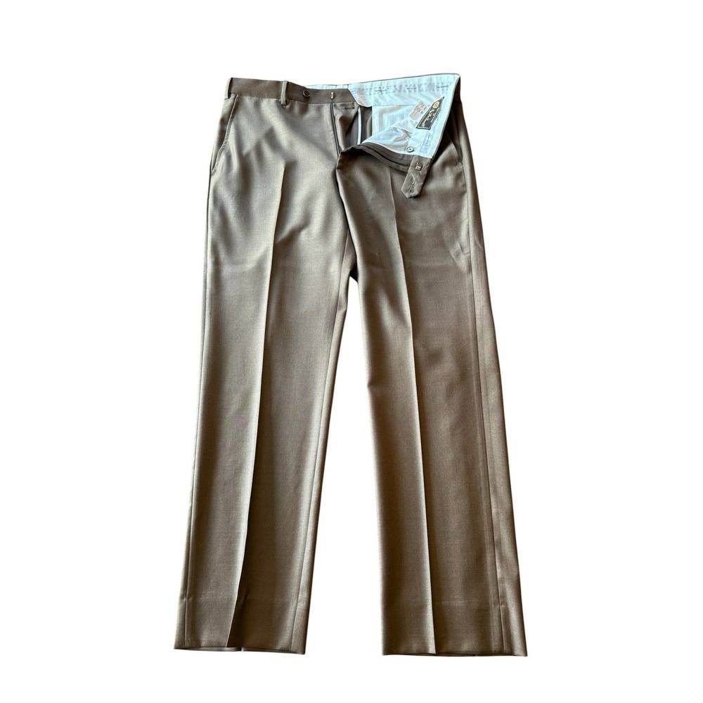 Santorelli Made in Italy Dress Pants Super 110's Wool Tobacco Sz 35 Loro Piana